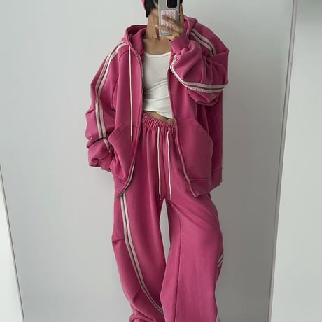 1078 Side 3-Line pigment Zip Hoodie Setup/4カラー