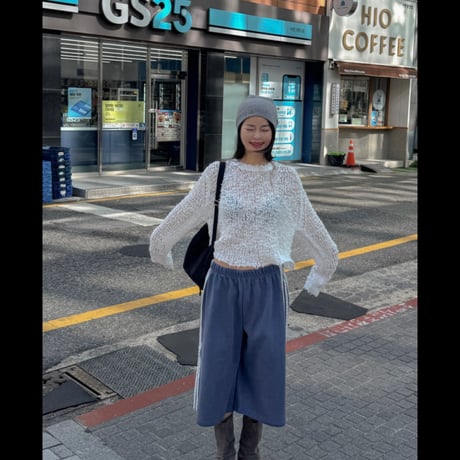 ピグメントVintage Side Line Wide Half Pants/3カラー