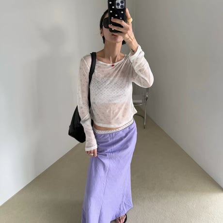 0908 【数量限定】❤eee❤リネン long skirt/パープルのみ