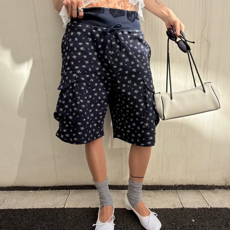 Mini  flower waffle half pants/2カラー