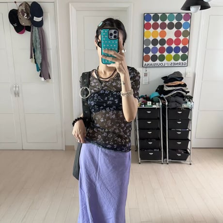 0908 【数量限定】❤eee❤リネン long skirt/パープルのみ