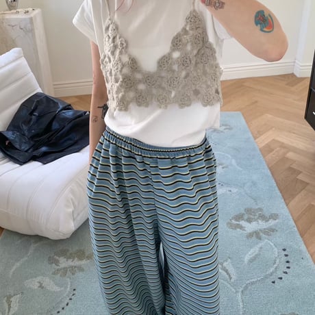 1028 Stripe Fleece Wide Pants/3カラー