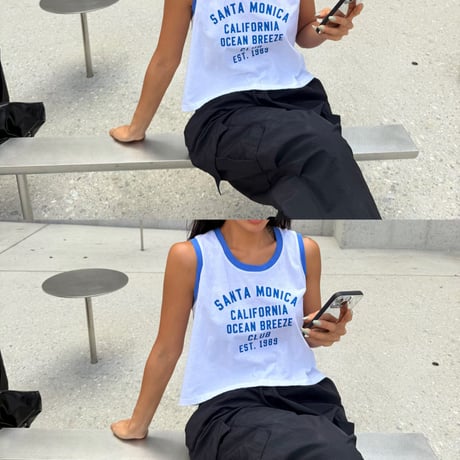 piping logo tank top/3カラー
