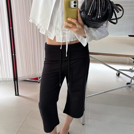 0974 Fold Waist Cropped Sweat Pants//2カラー