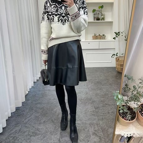1088 Leather Skirt Layered Flare Leggings