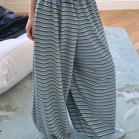 1028 Stripe Fleece Wide Pants/3カラー
