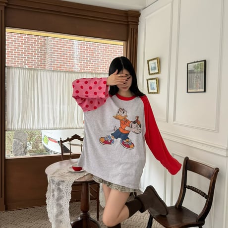 0986 Dot Raglan Donald Tee/3カラー