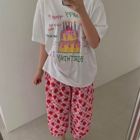 0888 tomato Capri pants/2カラー