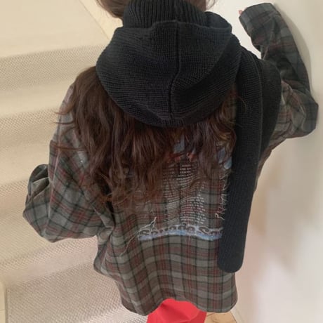 1051 Knit hood stole/2カラー