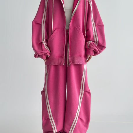 1078 Side 3-Line pigment Zip Hoodie Setup/4カラー