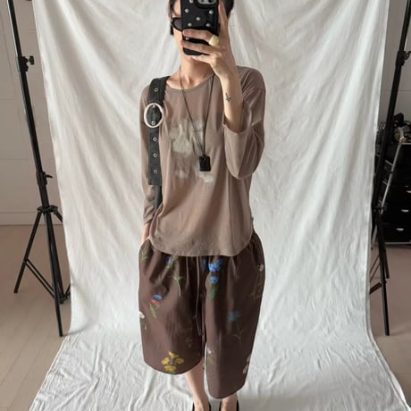 0909 ❤eee❤シアー flower long sleeve/3カラー
