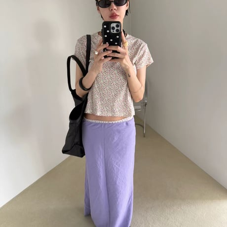 0908 【数量限定】❤eee❤リネン long skirt/パープルのみ