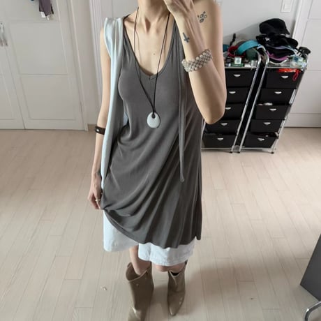 0906 【数量限定】❤eee❤strap design long tank/2カラー