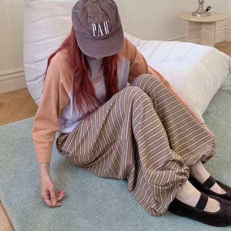 1028 Stripe Fleece Wide Pants/3カラー