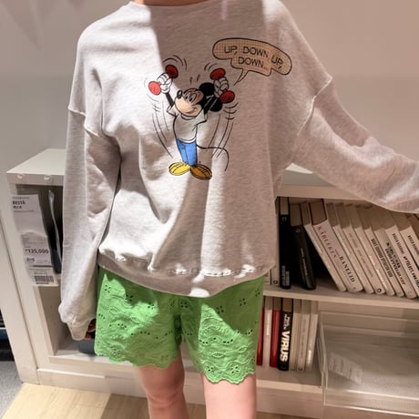 0963 ビンテージ風mickey light sweat/2カラー