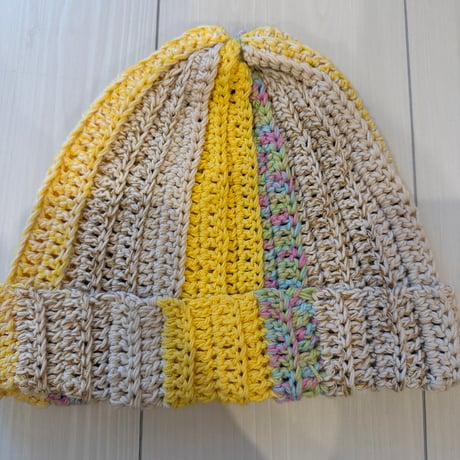 【即納】イエローMIX cotton Beanie