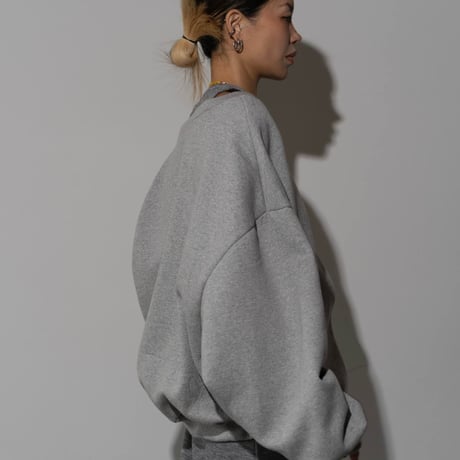0992 🉐セットアップ🉐 Off-Shoulder V-Neck Sweat/2カラー
