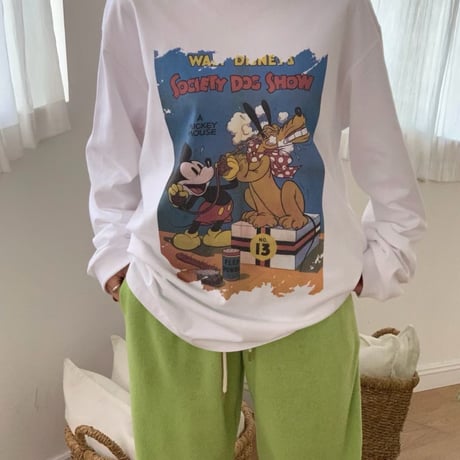 0984 mickey＆goofy long sleeve/2カラー