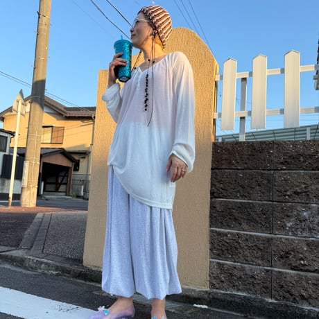 0852 Henry neck sheer summer sleeve/4カラー