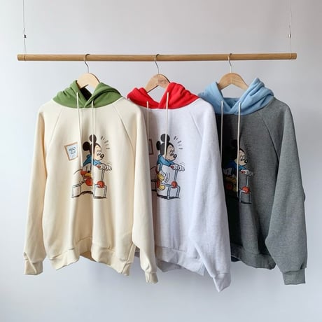 1052 mickey hood切替color sweat／3カラー