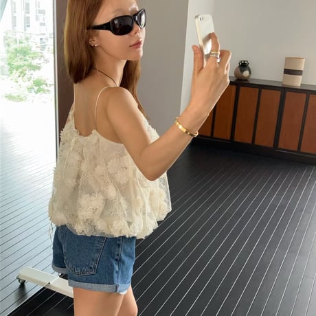 0899 chiffon frill tops/ワンカラー