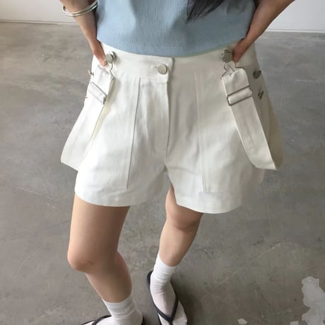 0922 Strap soft denim Shorts pants/3カラー