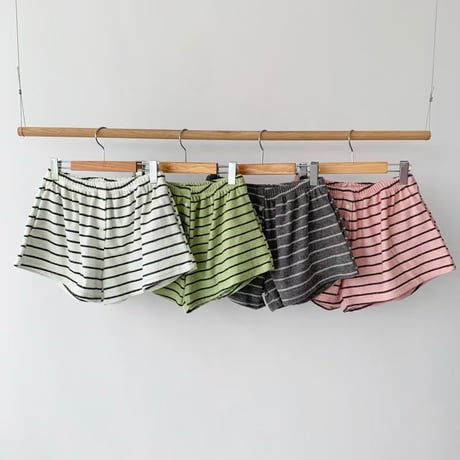 0930 pile border short pants/4カラー