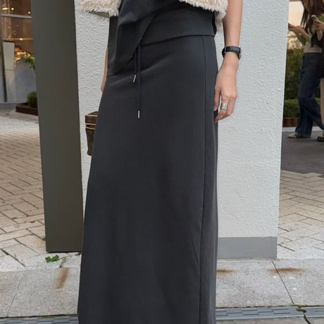 0973 Fold Waist Maxi Sweat Skirt/2カラー