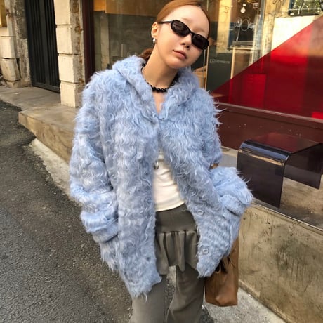 Wave Shaggy Hoodie BIG Cardigan/3カラー