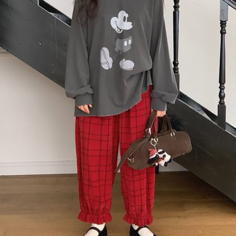 1037 monotone mickey damage long sleeve/3カラー