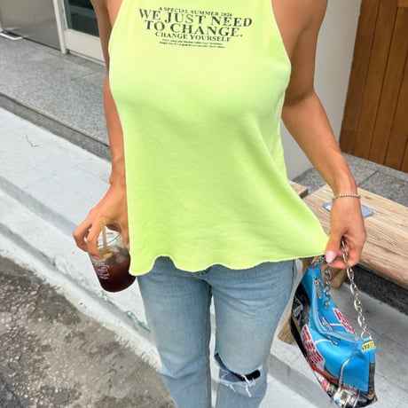0904 halter neck rib tank/3カラー