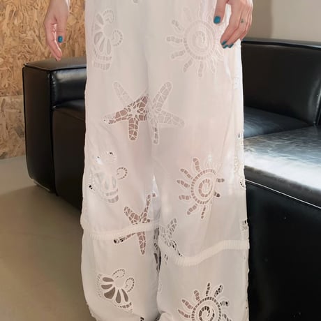 Ocean embroidery pants/ワンカラー