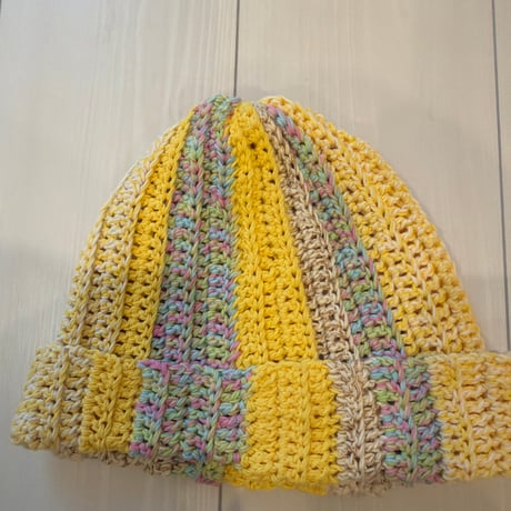【即納】イエローMIX cotton Beanie