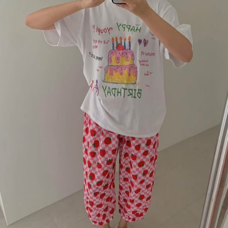0888 tomato Capri pants/2カラー