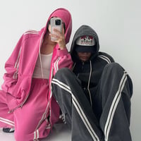 1078 Side 3-Line pigment Zip Hoodie Setup/4カラー