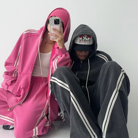 1078 Side 3-Line pigment Zip Hoodie Setup/4カラー