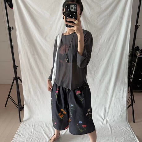 0909 ❤eee❤シアー flower long sleeve/3カラー