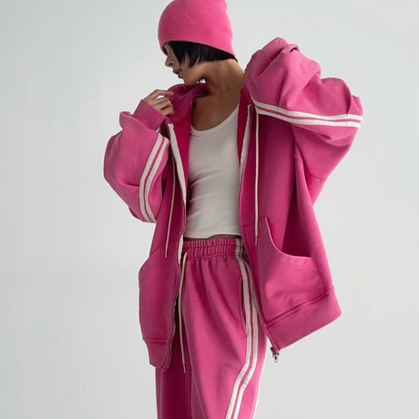 1078 Side 3-Line pigment Zip Hoodie Setup/4カラー