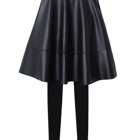 1088 Leather Skirt Layered Flare Leggings