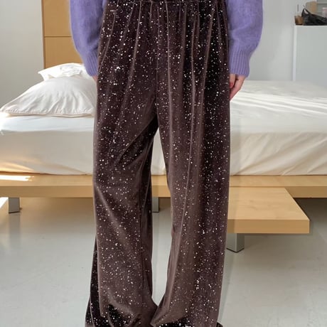 1040 Holographic Velour Wide Pants/4カラー