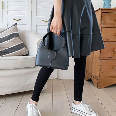 1088 Leather Skirt Layered Flare Leggings