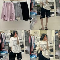 0925 damage half pants/3カラー