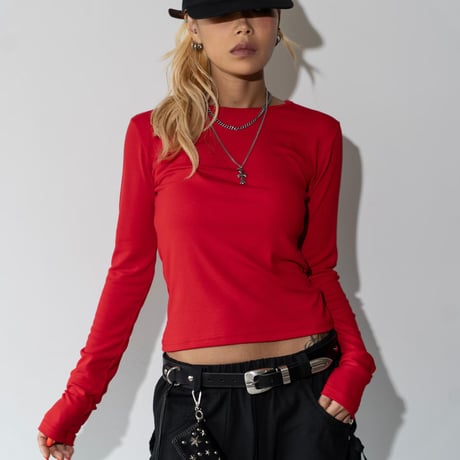 1044 Back Open Long Sleeve Tee/4カラー