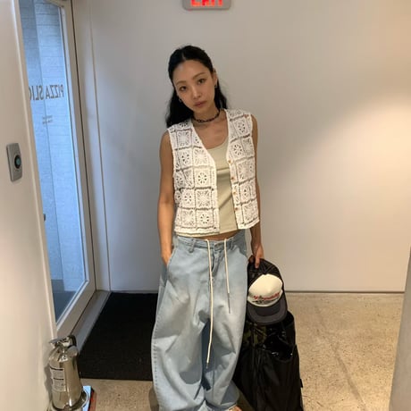 0919 light color wide denim