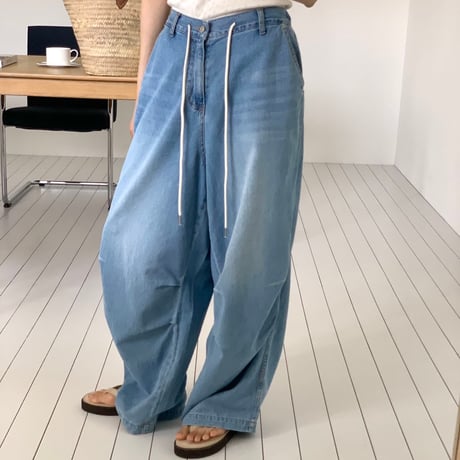 0915 tuck 美ラインsoft denim/2カラー