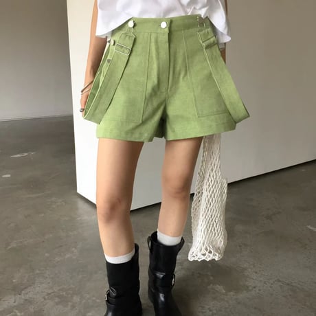 0922 Strap soft denim Shorts pants/3カラー
