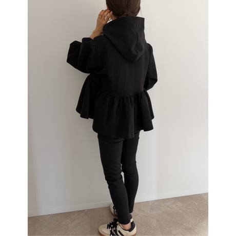 《AMIE original》Peplum Sweat Hoodie / black