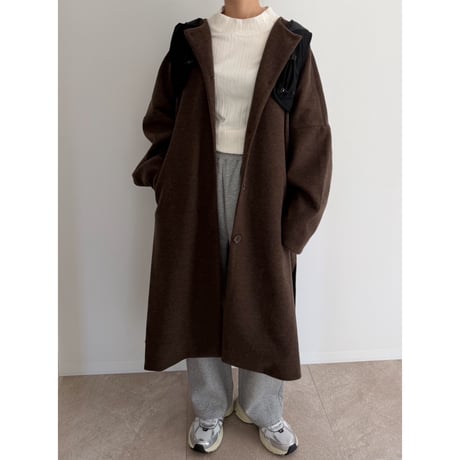 メルトンロングコート / brown