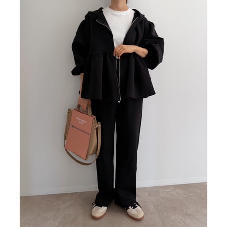 《AMIE original》Peplum Sweat Hoodie / black
