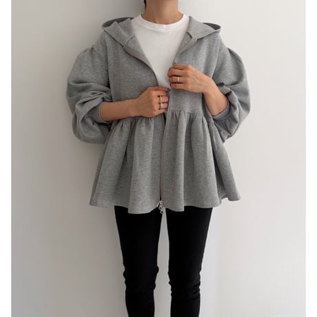 《AMIE original》Peplum Sweat Hoodie / gray